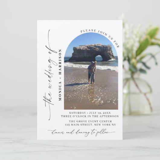 Elegant Script Wedding QR Code Invitation 招待状 (スタンド正面)