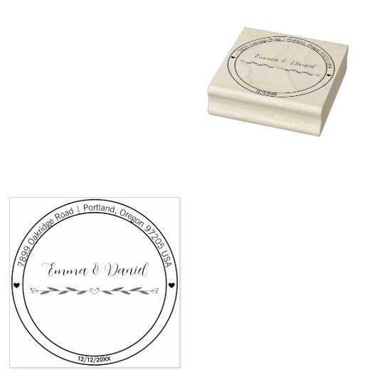 Elegant Script Wedding Return Address Stamp ラバースタンプ (押印)