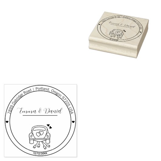 Elegant Script Wedding Return Address Stamp ラバースタンプ (押印)