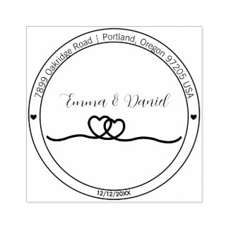Elegant Script Wedding Return Address Stamp ラバースタンプ