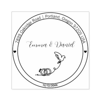 Elegant Script Wedding Return Address Stamp ラバースタンプ