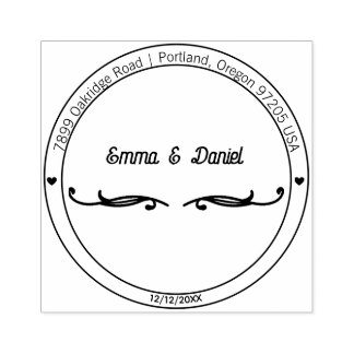 Elegant Script Wedding Return Address Stamp ラバースタンプ