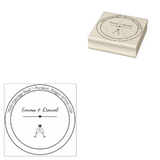 Elegant Script Wedding Return Address Stamp ラバースタンプ