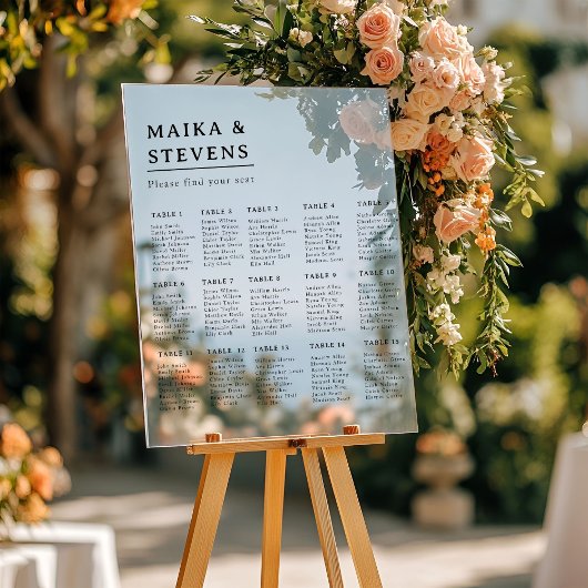 Elegant Script Wedding Table Seating Chart アクリルサイン