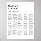 Elegant Script Wedding Table Seating Chart Foam ポスター (正面)