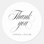 Elegant Script Wedding Thank You  ラウンドシール (正面)