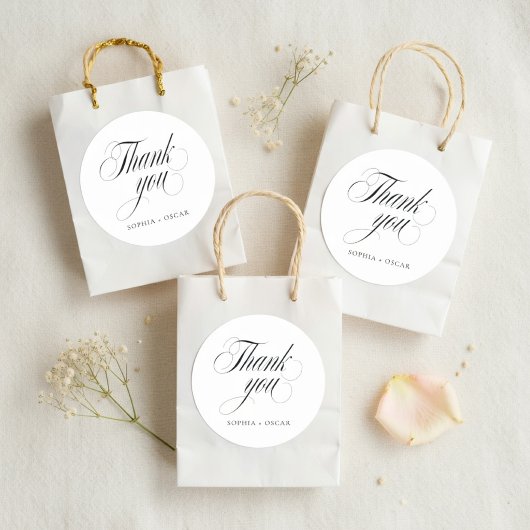 Elegant Script Wedding Thank You  ラウンドシール