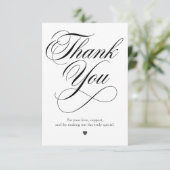 Elegant Script Wedding Thank You Card | Minimalist サンキューカード (スタンド正面)
