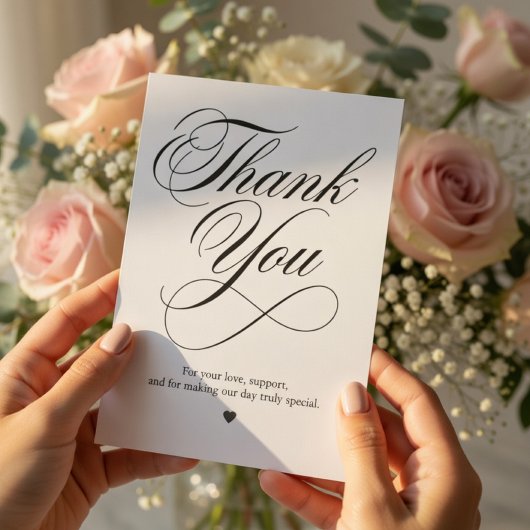 Elegant Script Wedding Thank You Card | Minimalist サンキューカード