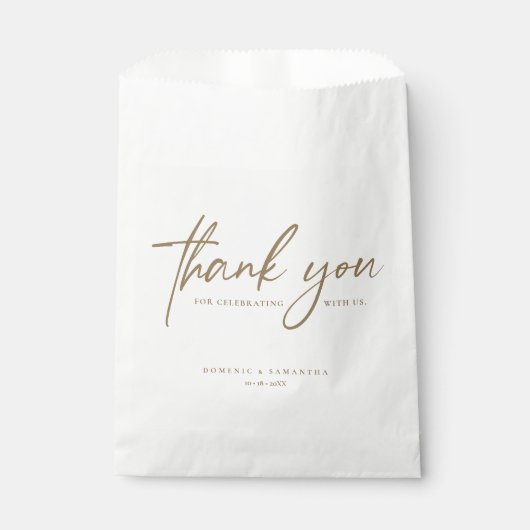Elegant Script Wedding Thank You Custom Minimalist フェイバーバッグ (正面)