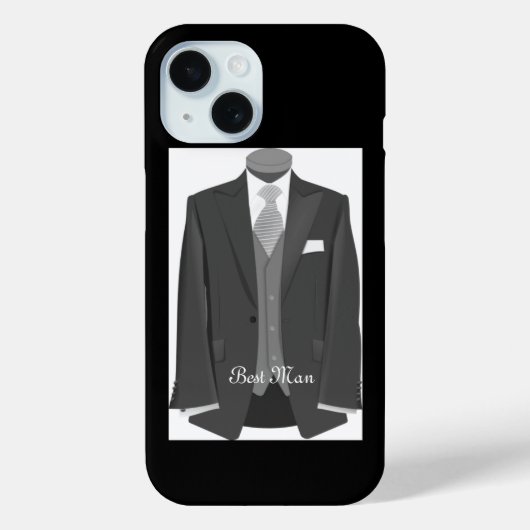 Elegant Script Wedding Tuxedo Suit Best Man Case-Mate iPhoneケース (裏面)