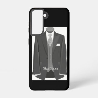 Elegant Script Wedding Tuxedo Suit Best Man Samsung Galaxy S21ケース