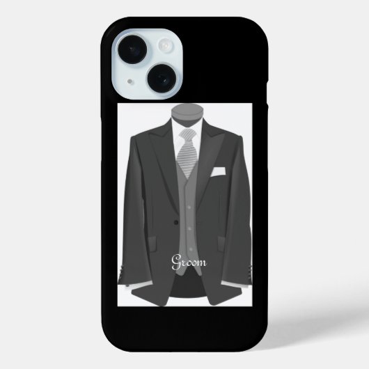 Elegant Script Wedding Tuxedo Suit Groom  Case-Mate iPhoneケース (裏面)