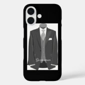 Elegant Script Wedding Tuxedo Suit Groomsman Case-Mate iPhoneケース (裏面)