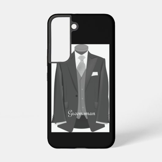 Elegant Script Wedding Tuxedo Suit Groomsman Samsung Galaxyケース (裏面)