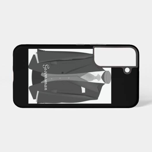 Elegant Script Wedding Tuxedo Suit Groomsman Samsung Galaxyケース (裏面横)