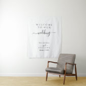 Elegant Script Welcome To Our Wedding Fabric Sign タペストリー (インサイチュ)