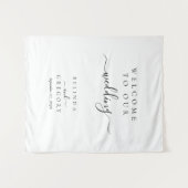 Elegant Script Welcome To Our Wedding Fabric Sign タペストリー (正面(横))