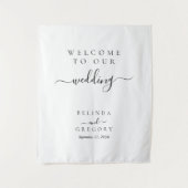 Elegant Script Welcome To Our Wedding Fabric Sign タペストリー (正面)