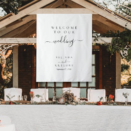 Elegant Script Welcome To Our Wedding Fabric Sign  タペストリー