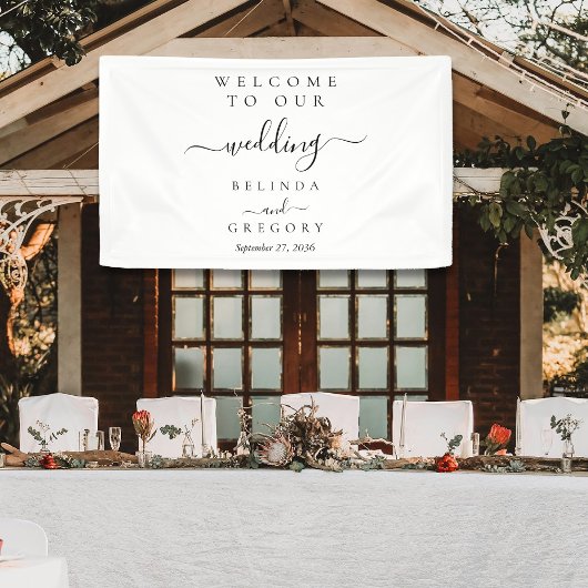 Elegant Script Welcome Wedding Hanging Sign  横断幕