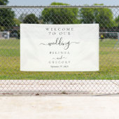 Elegant Script Welcome Wedding Hanging Sign  横断幕 (インサイチュ)