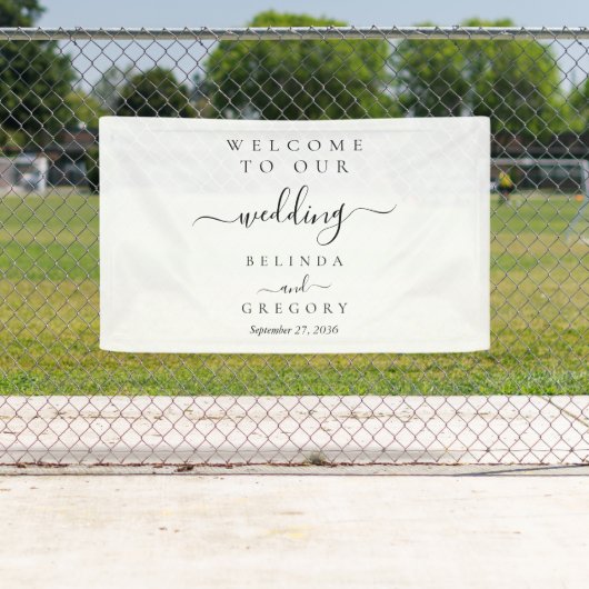 Elegant Script Welcome Wedding Hanging Sign  横断幕 (インサイチュ)