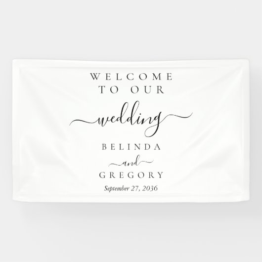 Elegant Script Welcome Wedding Hanging Sign  横断幕 (横)