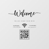 Elegant Script Welcome WIFI Scannable QR Code ウィンドウサイン (シート)