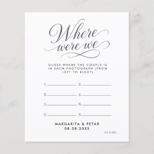 Elegant Script Where Were We Bridal Shower Game チラシ (正面)