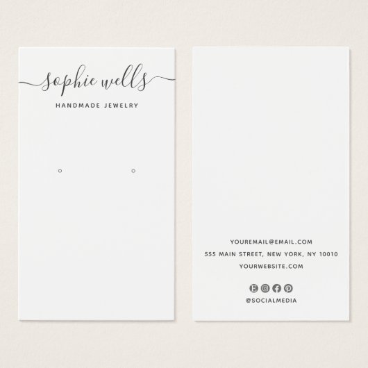 Elegant Script White Earring Display Holder (正面&裏面)