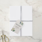 Elegant Script White Flowers Botanical Wedding ギフトタグ (より糸付き)