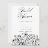 Elegant Script Wildflowers Bridal Shower 招待状 (正面)