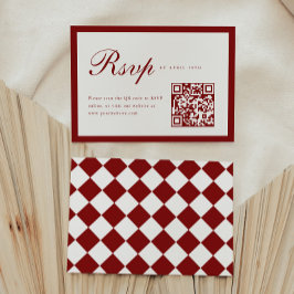 Elegant Script Wine Red QR Code Graduation Party 出欠カード