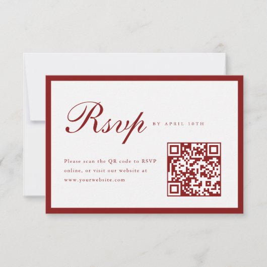 Elegant Script Wine Red QR Code Graduation Party 出欠カード (正面)
