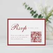 Elegant Script Wine Red QR Code Graduation Party 出欠カード (スタンド正面)