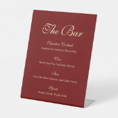 Elegant Script Wine Red Wedding Bar Menu 台座サイン (正面)