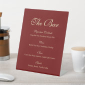 Elegant Script Wine Red Wedding Bar Menu 台座サイン (インサイチュ)