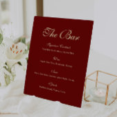 Elegant Script Wine Red Wedding Bar Menu 台座サイン