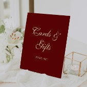 Elegant Script Wine Red Wedding Cards & Gifts 台座サイン