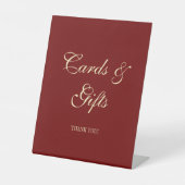 Elegant Script Wine Red Wedding Cards & Gifts 台座サイン (正面)