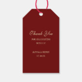 Elegant Script Wine Red Wedding Favor Thank You ギフトタグ (正面)