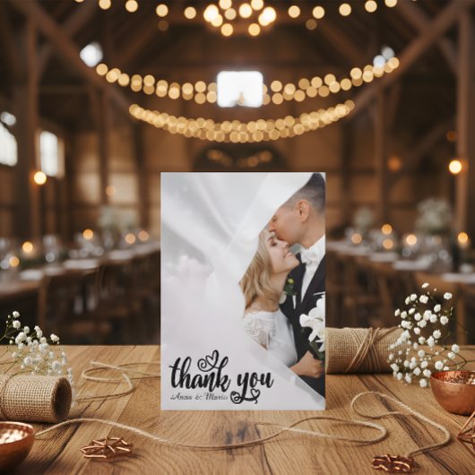 Elegant Scripted Wedding Thank You Card W Note サンキューカード