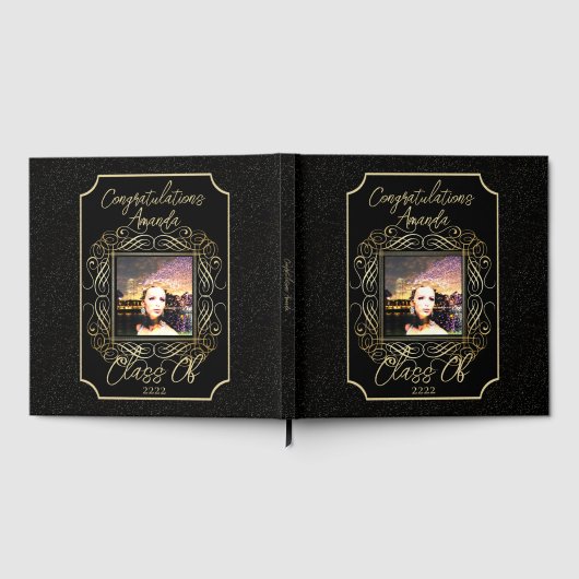 Elegant Scroll + Gold Dots Congratulation Class of ゲストブック (全面)