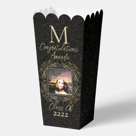 Elegant Scroll + Gold Dots Congratulation Class of フェイバーボックス (正面)