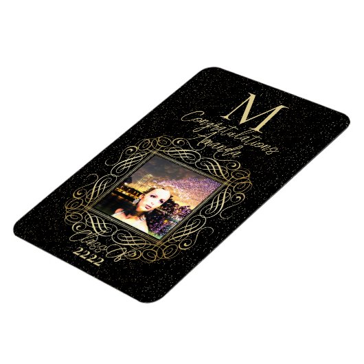 Elegant Scroll + Gold Dots Congratulation Class of マグネット (左側)