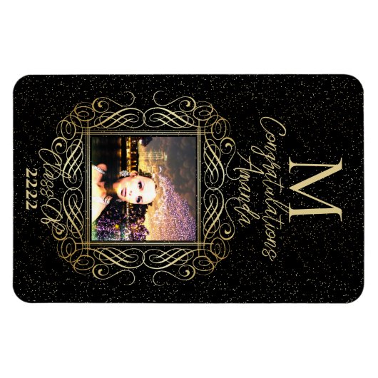 Elegant Scroll + Gold Dots Congratulation Class of マグネット (横)