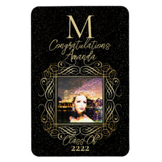 Elegant Scroll + Gold Dots Congratulation Class of マグネット