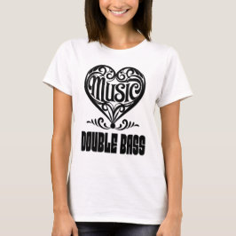 Elegant Scrolled Heart for Double Bass Lovers Tシャツ
