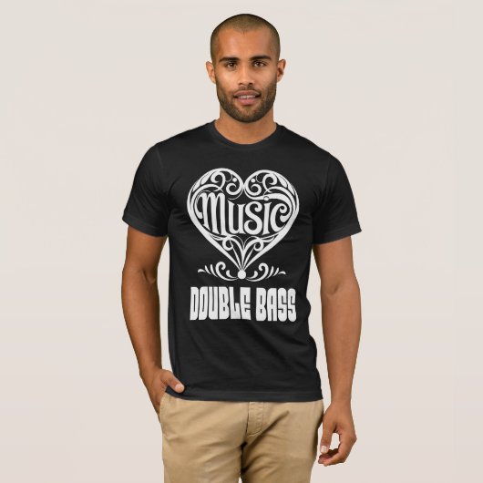 Elegant Scrolled Heart for Double Bass Lovers Tシャツ (正面フル)